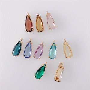 Teardrop Shape Zircon Pendant Charm,Water Drop Shape Gemstone Earring Pendant Charm Wholesale