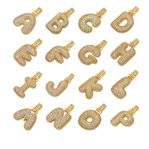 2pcs Gold Plated Clear Zircon Initial Letter Pendant Charm,CZ Pave Letter Pendant,Alphabet Letter Pendant Wholesale