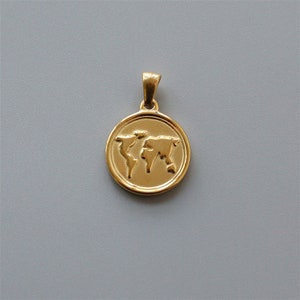 5 Stück 18K Vergoldete Edelstahl Map Charm Anhänger, Erdkarte Halskette Schmuck Großverkauf