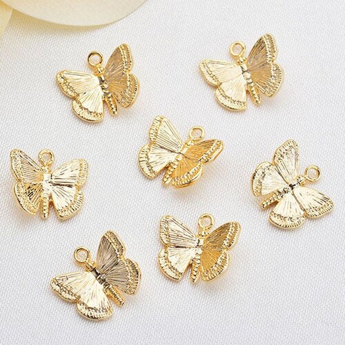 10pcs 18K Real Gold Plated Butterfly Pendant Charmbrass - Etsy