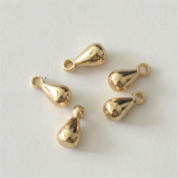 100pcs 24K Gold Plated Brass End Teardrop Charms,Chain End Drop, Gold Extender Pendant Charm Wholesale