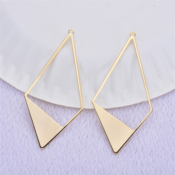 10pcs Real Gold Plated Hollow Rhombus Pendant,Geometric Brass Pendant Charms for Earring Necklace Jewelry Making,Lead Nickel Free