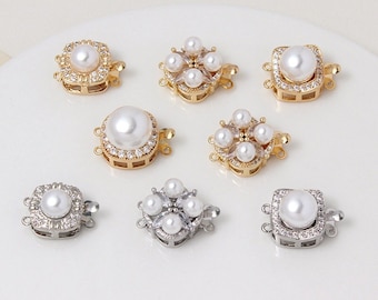Pearl Flower Push in Clasp, Pearl Box Clasp, Necklace Bracelet Jewelry Clasp, Jewelry Finding