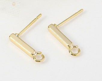 long post stud earrings gold