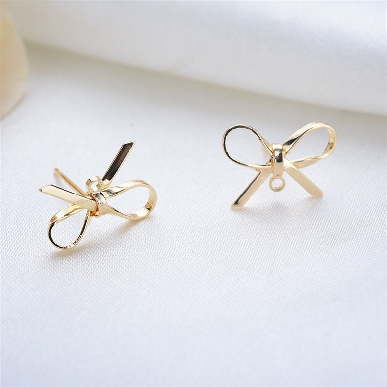 10pcs Real Gold Plated Bowknot Earring Studbow Earrings Posts - Etsy