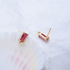 10pcs Rectangle Zircon Earring Stud,cz Crystal Stud With Loop,real Gold ...