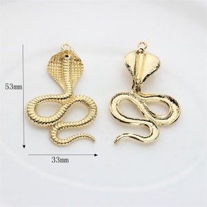 6pcs Gold Cobra Charm,Gold Plated Snake Earring Jewelry Pendant wholesale