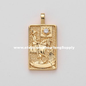 5 Stück Der Tod Tarot Karte Charme, 18K vergoldete Messing Tarot Karte Anhänger Charme, Tarot Karte Anhänger Schmuck machen Großhandel Nickel bleifrei