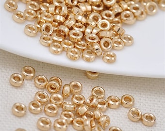 Wholesale 100pcs 24K Real Gold Plated Brass Wheel Spacer Beads Bracelet Beads,Gold Plated Brass Diy Jewelry Accessories