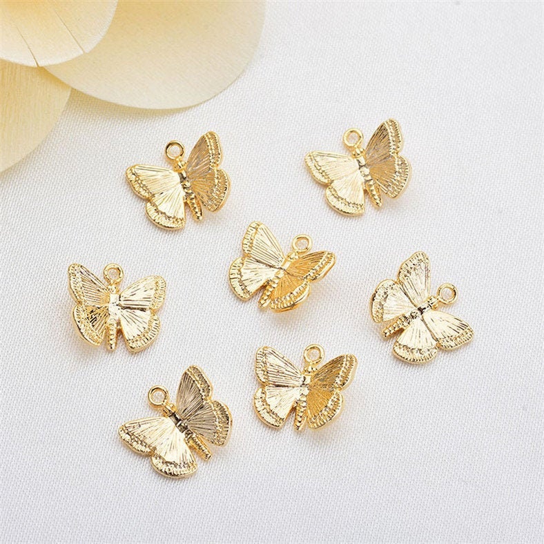 10pcs 18K Real Gold Plated Butterfly Pendant CharmBrass | Etsy
