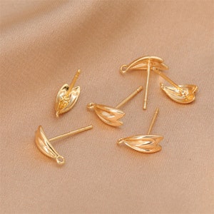10pcs Real Gold Plated Heart Ear Stud,Gold Earring Post,Gold Plated Brass Earring Attachment Finding Wholesale,Nickel Lead Free