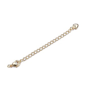 May include: A gold chain extender with a lobster clasp on one end and a heart-shaped connector on the other end.