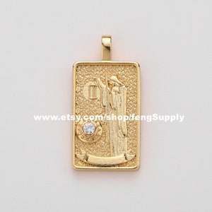 5st de kluizenaar Tarot kaart charme, 18K vergulde messing Tarot kaart hanger charme, Tarot kaart hanger sieraden maken groothandel nikkel loodvrij