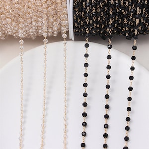 1 Meter 3MM Kristallkette, Perlenkette, Messing Gliederketten, Kristallkette Schmuck finden Großhandel, Nickel bleifrei