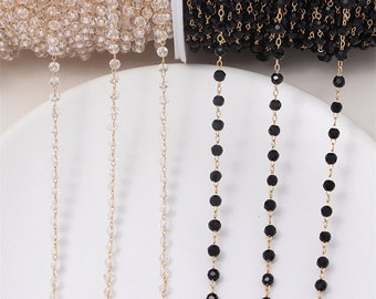 Chaîne en cristal de 1 mètre 3 mm, chaîne de perles, chaînes à maillons en laiton, bijoux en chaîne en cristal, vente en gros, sans nickel