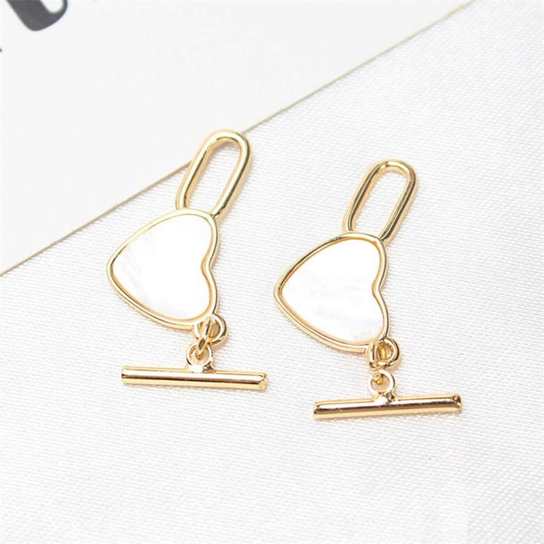 Shell Clasp Key 2 Sets Heart Shape Shell Toggle Clasps,gold Plated Brass Clasp,necklace ...