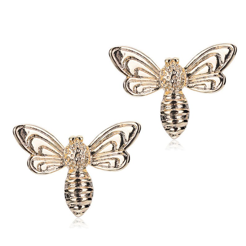 20pcs Real Gold Plated Bee Earring Stud,Animal Earrings Posts with Loop,Diy Brass Earring Attachment Jewelry Finding Wholesale