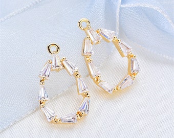 Wholesale 10pcs CZ Micro Paved Water Shape Pendant Charm,Zircon Crystal Gemstone Teardrop Pendant Charm,Nickel Lead Free