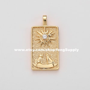 5pcs The Moon Tarot Card Charm,18K Gold Plated Brass Tarot Card Pendant Charm,Tarot Card Pendant Jewelry Making Wholesale Nickel Lead Free