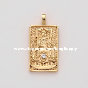5pcs De Chariot Tarot Card Charm, 18K Vergulde Messing Tarot Card Hanger Charm, Tarot Card Hanger Sieraden Maken Groothandel