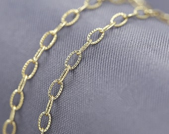 2 Meters Real Gold Plated Brass Flat Oval Cable Chains,Gold Plated Link Chain,Chain Jewelry Finding Wholesale,Nickel Lead Free