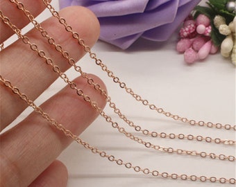 2 Meters Rose Gold Plated Brass Flat Oval Chains,Rose Gold Plated Link Chain,Chain Jewelry Finding Wholesale,Nickel Lead Free