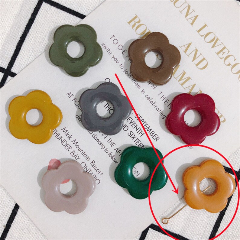 10PCS Resin Flower Pendant Charm,Acetate Acrylic Fresh Colors Hollow Flower Earring Charm DIY Jewelry image 2