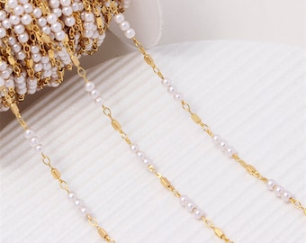 1 Meter Chain, Brass Link Chains, Pearl Chain, Brass Chain Jewelry Finding Wholesale,Nickel Lead Free