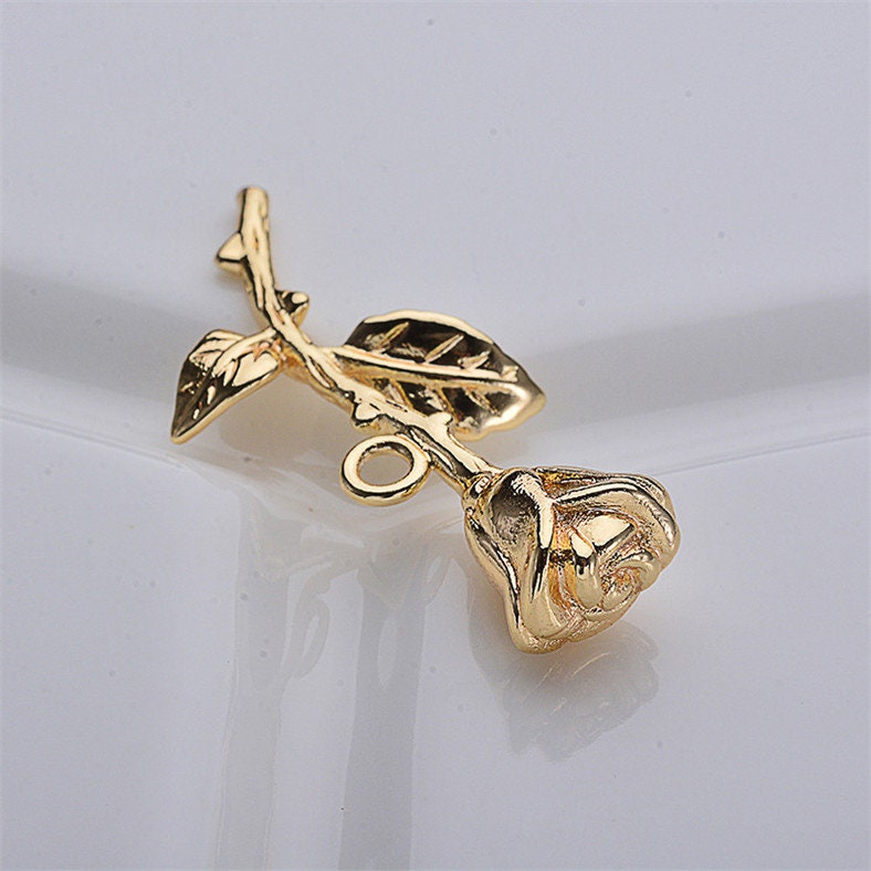 Fancy Gold R Flower 10pcs 24K Real Gold Plated Rose Flower Pendant Charm,gold Flower ...