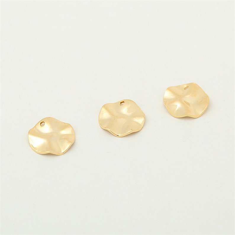 20pcs 8mm Real Gold Plated Brass Round Coin Pendant Charm,Hammered Gold Disc Charm Pendant,Polished Gold Plated,Nickel Lead Free