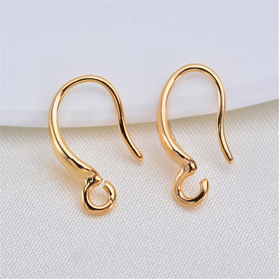 Bulk 100pcs Real Gold Plated Earring Hook,gold Ear Wire,brass Ear Hook, earring Attachment Finding Wholesale Lead Nickel Free 