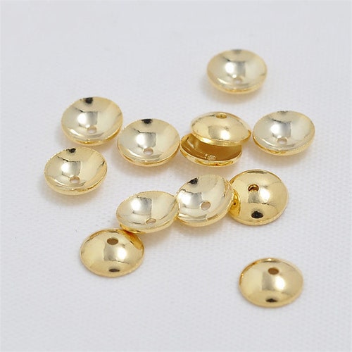 100 pièces bouchons de perles en laiton plaqué or véritable, bouchons de perles d'espacement lisses plaqué or poli accessoires accessoires de bijouterie bricolage en gros