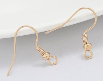 High Quality Wholesale 100pcs Real Gold Plated Earring Hook,Gold Ear Wire,Brass Ear Post Hook,Earring Attachment Finding Lead Nickel Free