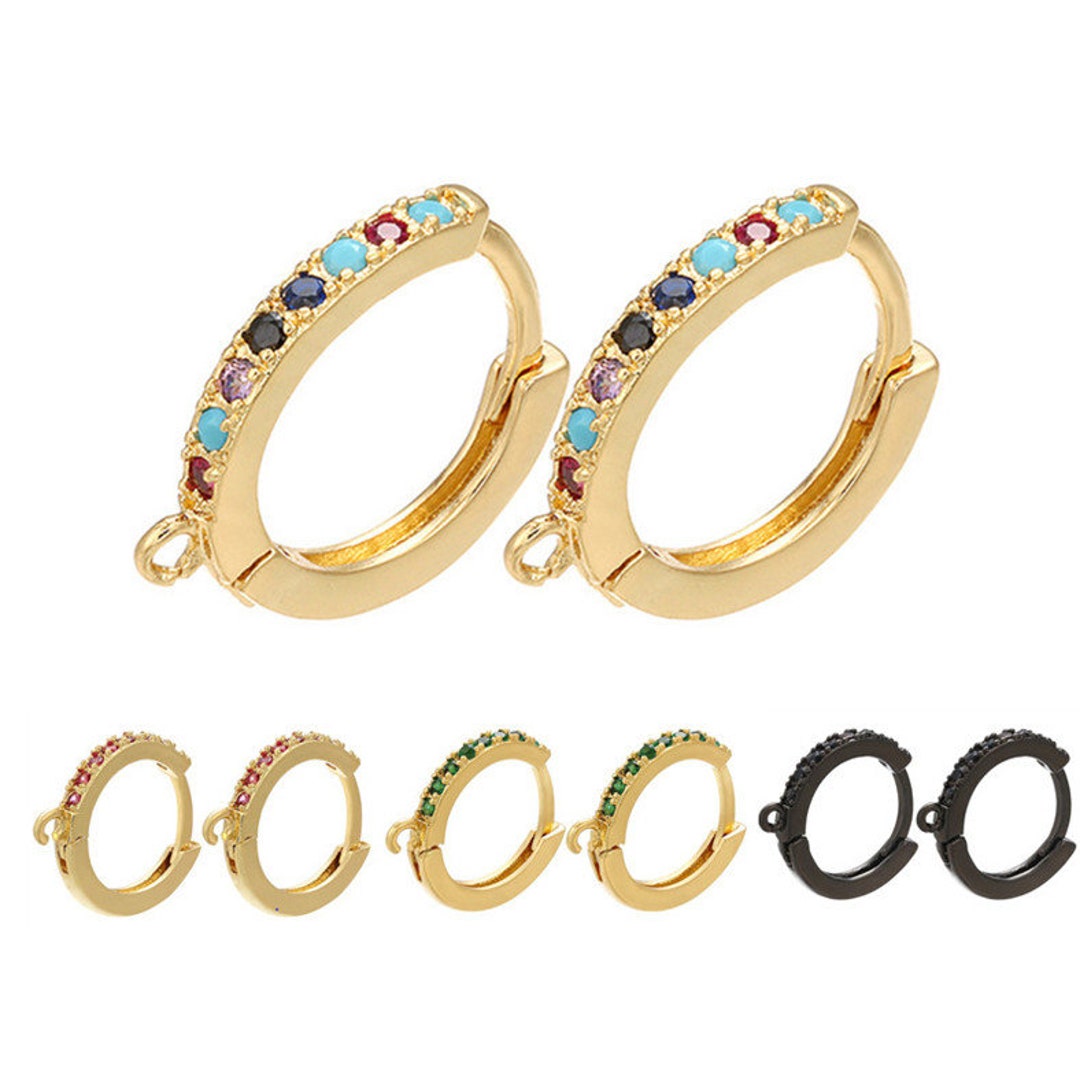 10pcs Real Gold Plated Brass Round Leverback Earring Hook,cz Pave ...
