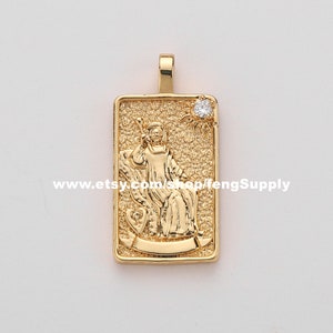 5pcs De keizerin Tarot Card Charm, 18K Vergulde Messing Tarot Card Hanger Charm, Tarot Card Hanger Sieraden Maken Groothandel