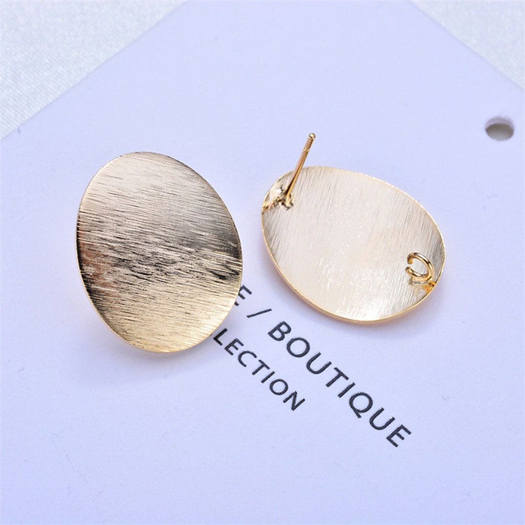 10pcs Brushed Gold Plated Brass Oval Earring Stud,geometric Ear Posts ...