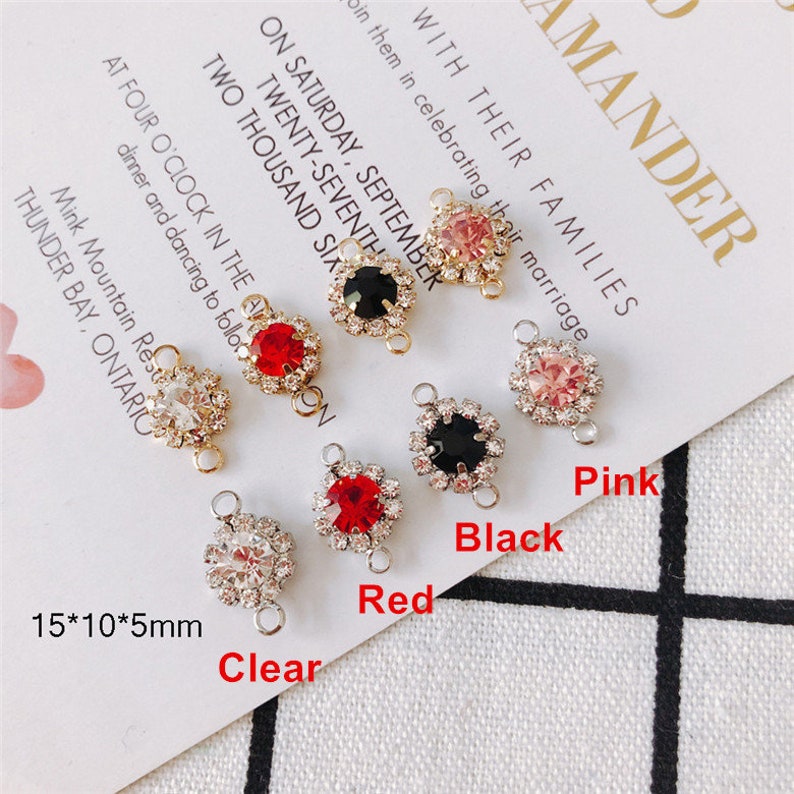 10pcs Shiny Round Shape Rhinestone Crystal Connector Charm,Gemstone Earring Connector Pendant Charm Wholesale image 3