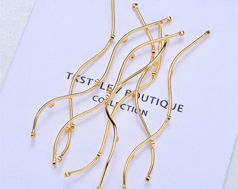 Bulk 10pcs Real Gold Plated Brass Long Bar Connector Pendant Charm for Earring Making Wholesale