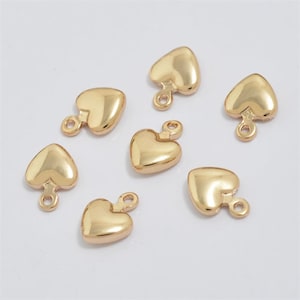 100pcs Real Gold Plated Heart Shape Pendant Charm,Brass Heart Pendant Charm Wholesale,Nickel Lead Free