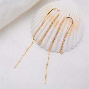 10pcs Real Gold Plated Brass Threader Earrings,Long Chain Earring,Gold Threader Earrings Jewelry Finding Wholesale Nickel Lead Free