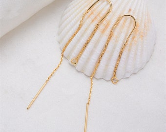 10pcs Real Gold Plated Brass Threader Earrings,Long Chain Earring,Gold Threader Earrings Jewelry Finding Wholesale Nickel Lead Free