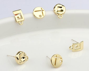 10pcs Gold Round Earring Stud,Circle Ear Post,Gold Stud,Earring Attachment Jewelry Finding Wholesale