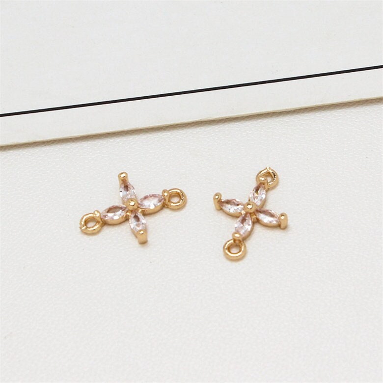 6pcs Cearl Zircon Flower Connector Pendant Charm,crystal Rhinestone ...