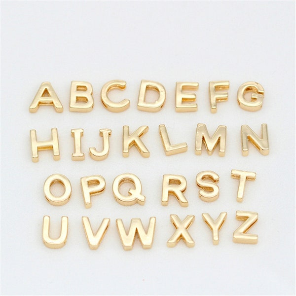 Ensemble de 26 pcs A-Z, Pendentif lettre initiales, Pendentif lettre alphabet en or, Mini breloque pendentif lettre en laiton, Sans plomb