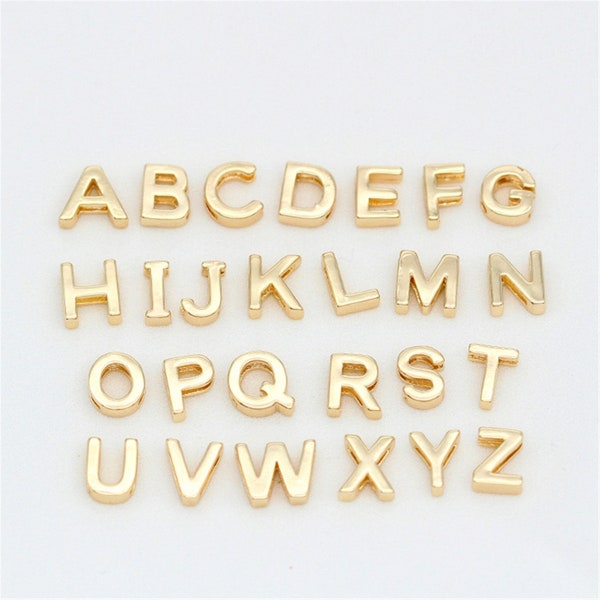 A-Z 26pcs Set Initials Letter Pendant Charm, Gold Alphabet Letter Pendant,Mini Brass Letter Pendant Charm,Nickel Lead Free