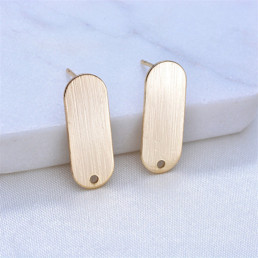10pcs Brushed Gold Plated Brass Oval Shape Earring Stud,geometric Ear ...