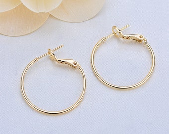 Wholesale 10pcs Real Gold Plated Earring Wire,Gold Ear Wire,Brass Ear Hoops,Earring Attachment Finding Lead Nickel Free