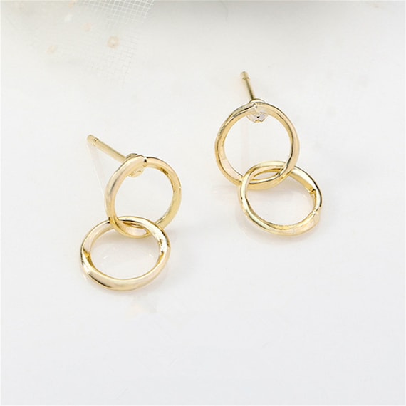 High-quality 10pcs Real Gold Plated Hollow Ear Stud,Gold Circle Ear Post,Platinum Ear Post Wire,Brass Earring Attachment Finding Wholesale