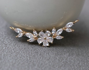 5pcs Shiny CZ Pave Flower Connector Charm,Cubic Zirconia Crystal Flower Jewelry Pendant Charm Wholesale
