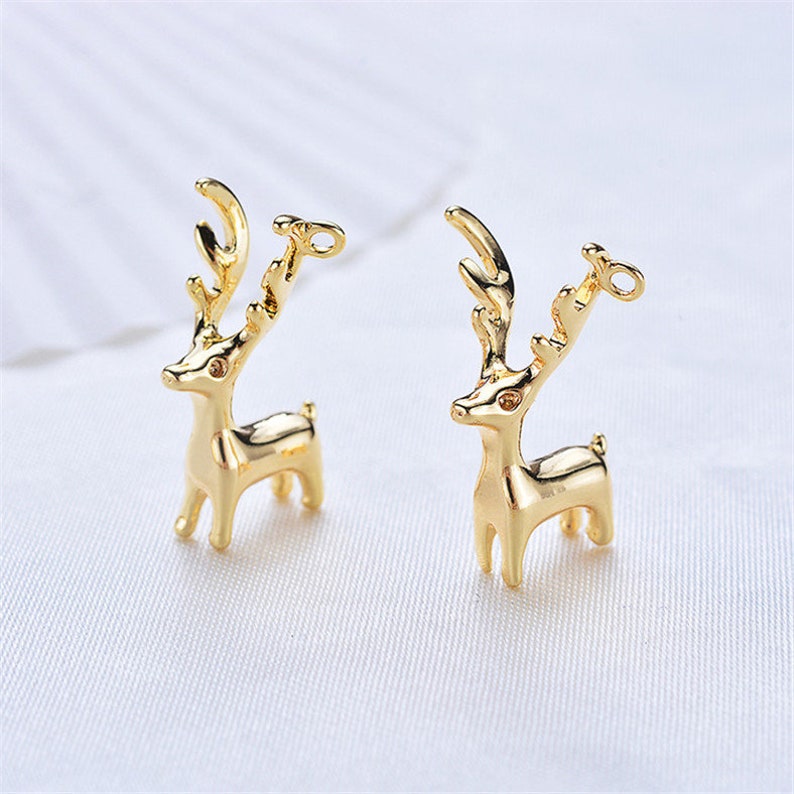 10pcs 24K Real Gold Plated Brass Deer Pendant Charmbuck | Etsy